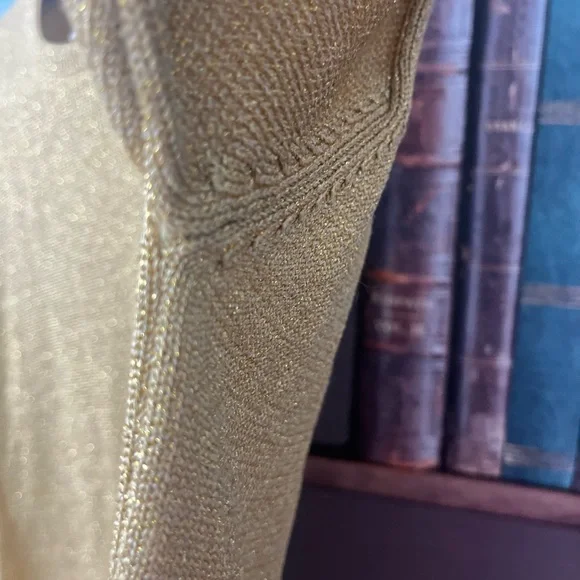 Vintage 1980’s Petite JH Collectibles Sparkling Gold Knit Short Sleeve Top PS - Picture 10 of 12